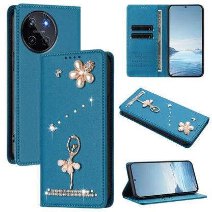Ballet Girl Diamond Studded RFID Vegan Leather Phone Case, For Realme GT 7 Pro 5G / GT7 Pro Racing, For Realme C63 5G Global, For Realme 12 5G Global / 12x 5G Global, For Realme Note 60 4G Global, For Realme 13+ 5G Global                               ...