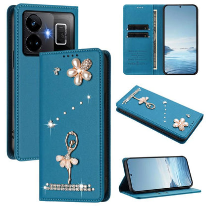 Ballet Girl Diamond Studded RFID Vegan Leather Phone Case, For Realme GT5 240W 5G / GT5 5G, For Realme Narzo 60 Pro Global, For Realme C65 4G Global, For Realme C55 4G Global / Narzo N55, For Realme C33 2023 / C33, For Realme 10T 5G / 10s 5G / 9i      ...
