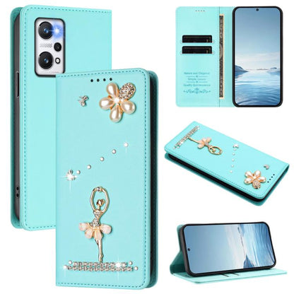 Ballet Girl Diamond Studded RFID Vegan Leather Phone Case, For Realme GT5 240W 5G / GT5 5G, For Realme Narzo 60 Pro Global, For Realme C65 4G Global, For Realme C55 4G Global / Narzo N55, For Realme C33 2023 / C33, For Realme 10T 5G / 10s 5G / 9i      ...