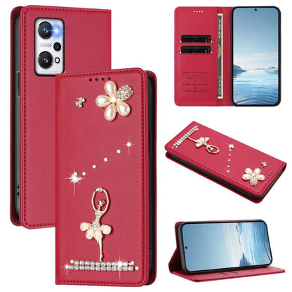 Ballet Girl Diamond Studded RFID Vegan Leather Phone Case, For Realme GT5 240W 5G / GT5 5G, For Realme Narzo 60 Pro Global, For Realme C65 4G Global, For Realme C55 4G Global / Narzo N55, For Realme C33 2023 / C33, For Realme 10T 5G / 10s 5G / 9i      ...