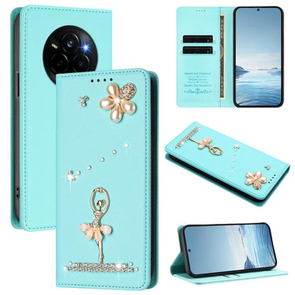Ballet Girl Diamond Studded RFID Vegan Leather Phone Case, For Realme C71 4G Global, For Realme GT 7 5G Global, For Realme V70 5G / C75 5G, For Realme Narzo 80 Pro / 14 Pro 5G India, For Realme C75 4G Global / P3x 5G, For Realme Narzo 80x              ...