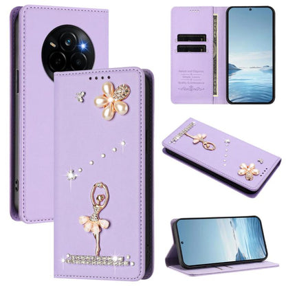 Ballet Girl Diamond Studded RFID Vegan Leather Phone Case, For Realme C71 4G Global, For Realme GT 7 5G Global, For Realme V70 5G / C75 5G, For Realme Narzo 80 Pro / 14 Pro 5G India, For Realme C75 4G Global / P3x 5G, For Realme Narzo 80x              ...