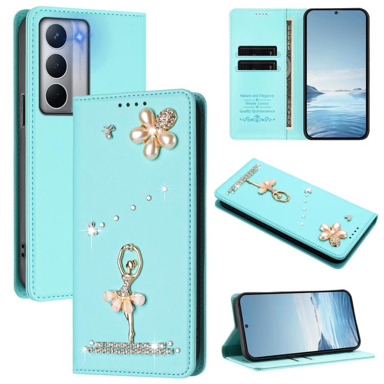 Ballet Girl Diamond Studded RFID Vegan Leather Phone Case, For Realme C71 4G Global, For Realme GT 7 5G Global, For Realme V70 5G / C75 5G, For Realme Narzo 80 Pro / 14 Pro 5G India, For Realme C75 4G Global / P3x 5G, For Realme Narzo 80x              ...
