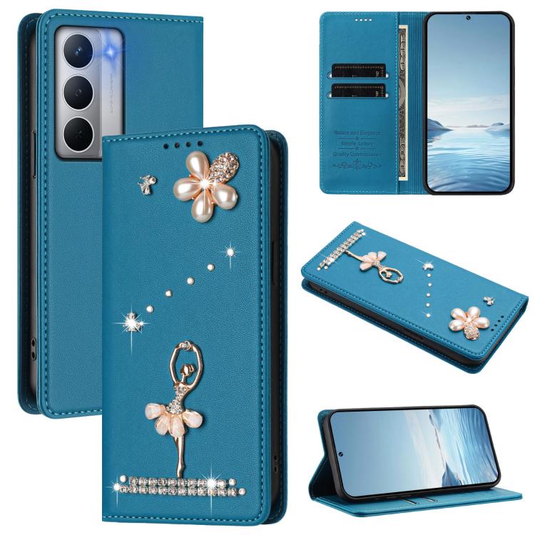 Ballet Girl Diamond Studded RFID Vegan Leather Phone Case, For Realme C71 4G Global, For Realme GT 7 5G Global, For Realme V70 5G / C75 5G, For Realme Narzo 80 Pro / 14 Pro 5G India, For Realme C75 4G Global / P3x 5G, For Realme Narzo 80x              ...