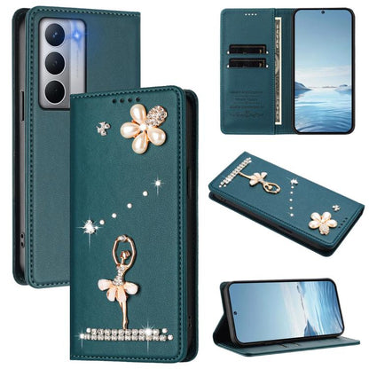 Ballet Girl Diamond Studded RFID Vegan Leather Phone Case, For Realme C71 4G Global, For Realme GT 7 5G Global, For Realme V70 5G / C75 5G, For Realme Narzo 80 Pro / 14 Pro 5G India, For Realme C75 4G Global / P3x 5G, For Realme Narzo 80x              ...