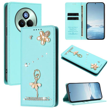 Ballet Girl Diamond Studded RFID Vegan Leather Phone Case, For Realme C71 4G Global, For Realme GT 7 5G Global, For Realme V70 5G / C75 5G, For Realme Narzo 80 Pro / 14 Pro 5G India, For Realme C75 4G Global / P3x 5G, For Realme Narzo 80x              ...