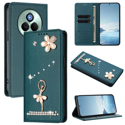 Ballet Girl Diamond Studded RFID Vegan Leather Phone Case, For Realme C71 4G Global, For Realme GT 7 5G Global, For Realme V70 5G / C75 5G, For Realme Narzo 80 Pro / 14 Pro 5G India, For Realme C75 4G Global / P3x 5G, For Realme Narzo 80x              ...