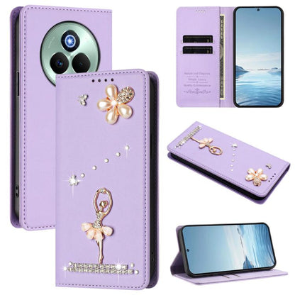 Ballet Girl Diamond Studded RFID Vegan Leather Phone Case, For Realme C71 4G Global, For Realme GT 7 5G Global, For Realme V70 5G / C75 5G, For Realme Narzo 80 Pro / 14 Pro 5G India, For Realme C75 4G Global / P3x 5G, For Realme Narzo 80x              ...
