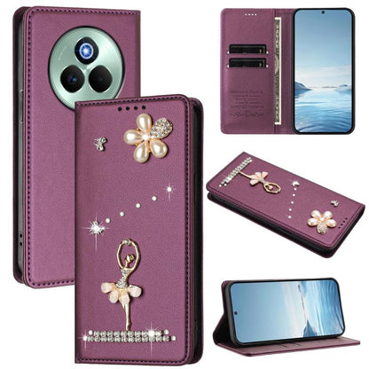 Ballet Girl Diamond Studded RFID Vegan Leather Phone Case, For Realme C71 4G Global, For Realme GT 7 5G Global, For Realme V70 5G / C75 5G, For Realme Narzo 80 Pro / 14 Pro 5G India, For Realme C75 4G Global / P3x 5G, For Realme Narzo 80x              ...