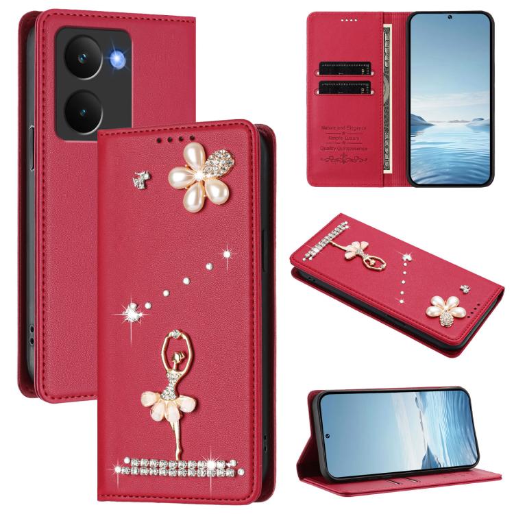 Ballet Girl Diamond Studded RFID Vegan Leather Phone Case, For Realme C71 4G Global, For Realme GT 7 5G Global, For Realme V70 5G / C75 5G, For Realme Narzo 80 Pro / 14 Pro 5G India, For Realme C75 4G Global / P3x 5G, For Realme Narzo 80x              ...