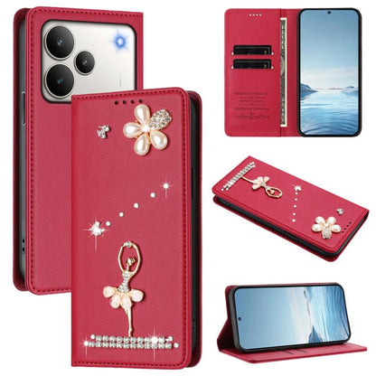 Ballet Girl Diamond Studded RFID Vegan Leather Phone Case, For Realme 16 Pro+ 5G Global, For Realme 16 Pro 5G Global, For Realme GT 8 Pro Global, For Realme P4x 5G, For Realme C71 4G India / Note 70 4G, For Realme C85 / 15x, For Realme C85 Pro 4G      ...