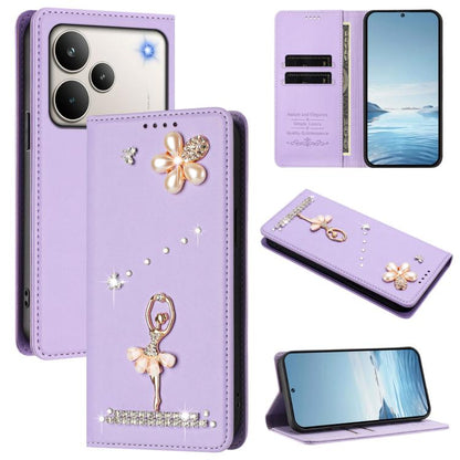 Ballet Girl Diamond Studded RFID Vegan Leather Phone Case, For Realme 16 Pro+ 5G Global, For Realme 16 Pro 5G Global, For Realme GT 8 Pro Global, For Realme P4x 5G, For Realme C71 4G India / Note 70 4G, For Realme C85 / 15x, For Realme C85 Pro 4G      ...