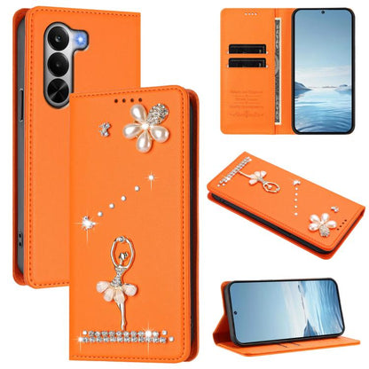 Ballet Girl Diamond Studded RFID Vegan Leather Phone Case, For Realme 16 Pro+ 5G Global, For Realme 16 Pro 5G Global, For Realme GT 8 Pro Global, For Realme P4x 5G, For Realme C71 4G India / Note 70 4G, For Realme C85 / 15x, For Realme C85 Pro 4G      ...