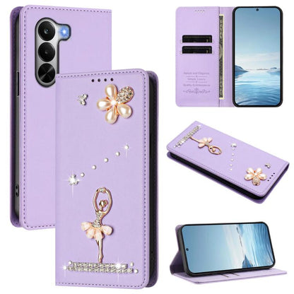 Ballet Girl Diamond Studded RFID Vegan Leather Phone Case, For Realme 16 Pro+ 5G Global, For Realme 16 Pro 5G Global, For Realme GT 8 Pro Global, For Realme P4x 5G, For Realme C71 4G India / Note 70 4G, For Realme C85 / 15x, For Realme C85 Pro 4G      ...