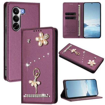 Ballet Girl Diamond Studded RFID Vegan Leather Phone Case, For Realme 16 Pro+ 5G Global, For Realme 16 Pro 5G Global, For Realme GT 8 Pro Global, For Realme P4x 5G, For Realme C71 4G India / Note 70 4G, For Realme C85 / 15x, For Realme C85 Pro 4G      ...