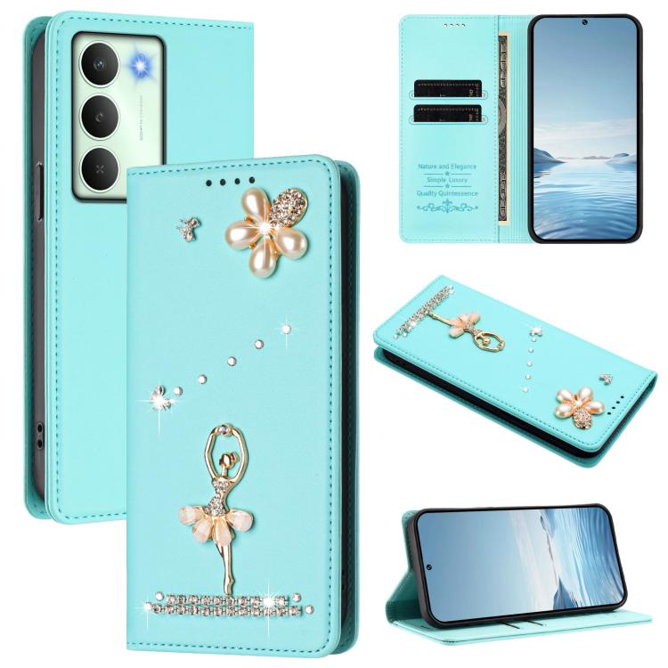 Ballet Girl Diamond Studded RFID Vegan Leather Phone Case, For Realme C71 4G Global, For Realme GT 7 5G Global, For Realme V70 5G / C75 5G, For Realme Narzo 80 Pro / 14 Pro 5G India, For Realme C75 4G Global / P3x 5G, For Realme Narzo 80x              ...