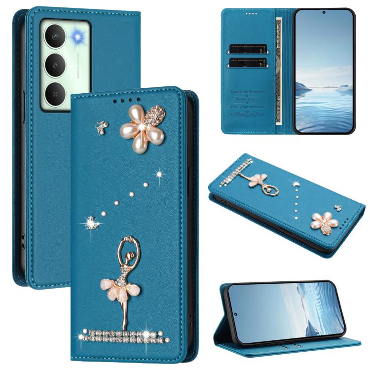 Ballet Girl Diamond Studded RFID Vegan Leather Phone Case, For Realme C71 4G Global, For Realme GT 7 5G Global, For Realme V70 5G / C75 5G, For Realme Narzo 80 Pro / 14 Pro 5G India, For Realme C75 4G Global / P3x 5G, For Realme Narzo 80x              ...