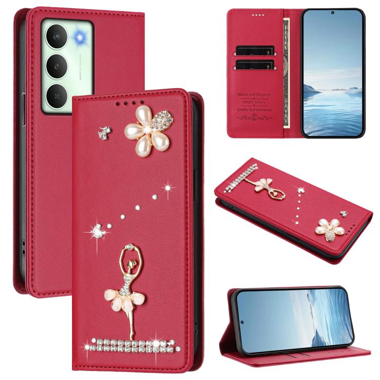 Ballet Girl Diamond Studded RFID Vegan Leather Phone Case, For Realme C71 4G Global, For Realme GT 7 5G Global, For Realme V70 5G / C75 5G, For Realme Narzo 80 Pro / 14 Pro 5G India, For Realme C75 4G Global / P3x 5G, For Realme Narzo 80x              ...