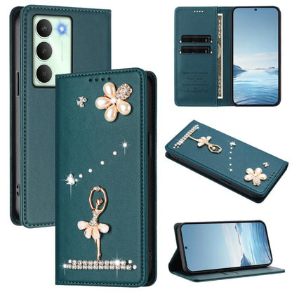 Ballet Girl Diamond Studded RFID Vegan Leather Phone Case, For Realme C71 4G Global, For Realme GT 7 5G Global, For Realme V70 5G / C75 5G, For Realme Narzo 80 Pro / 14 Pro 5G India, For Realme C75 4G Global / P3x 5G, For Realme Narzo 80x              ...