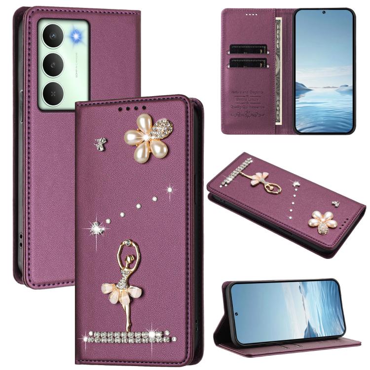 Ballet Girl Diamond Studded RFID Vegan Leather Phone Case, For Realme C71 4G Global, For Realme GT 7 5G Global, For Realme V70 5G / C75 5G, For Realme Narzo 80 Pro / 14 Pro 5G India, For Realme C75 4G Global / P3x 5G, For Realme Narzo 80x              ...