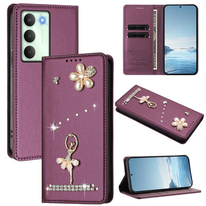 Ballet Girl Diamond Studded RFID Vegan Leather Phone Case, For Realme C71 4G Global, For Realme GT 7 5G Global, For Realme V70 5G / C75 5G, For Realme Narzo 80 Pro / 14 Pro 5G India, For Realme C75 4G Global / P3x 5G, For Realme Narzo 80x              ...
