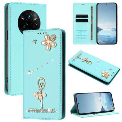 Ballet Girl Diamond Studded RFID Vegan Leather Phone Case, For Realme C71 4G Global, For Realme GT 7 5G Global, For Realme V70 5G / C75 5G, For Realme Narzo 80 Pro / 14 Pro 5G India, For Realme C75 4G Global / P3x 5G, For Realme Narzo 80x              ...