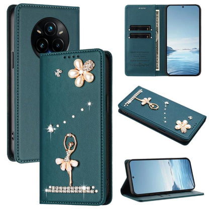 Ballet Girl Diamond Studded RFID Vegan Leather Phone Case, For Realme C71 4G Global, For Realme GT 7 5G Global, For Realme V70 5G / C75 5G, For Realme Narzo 80 Pro / 14 Pro 5G India, For Realme C75 4G Global / P3x 5G, For Realme Narzo 80x              ...