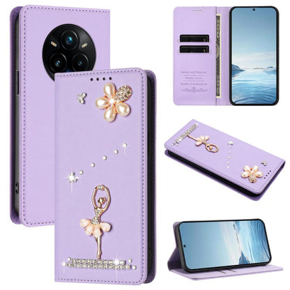 Ballet Girl Diamond Studded RFID Vegan Leather Phone Case, For Realme C71 4G Global, For Realme GT 7 5G Global, For Realme V70 5G / C75 5G, For Realme Narzo 80 Pro / 14 Pro 5G India, For Realme C75 4G Global / P3x 5G, For Realme Narzo 80x              ...