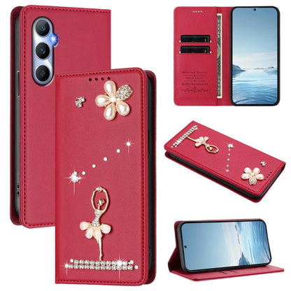 Ballet Girl Diamond Studded RFID Vegan Leather Phone Case, For Realme GT5 240W 5G / GT5 5G, For Realme Narzo 60 Pro Global, For Realme C65 4G Global, For Realme C55 4G Global / Narzo N55, For Realme C33 2023 / C33, For Realme 10T 5G / 10s 5G / 9i      ...