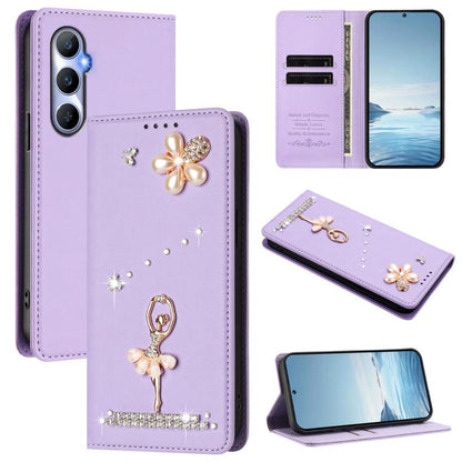 Ballet Girl Diamond Studded RFID Vegan Leather Phone Case, For Realme GT5 240W 5G / GT5 5G, For Realme Narzo 60 Pro Global, For Realme C65 4G Global, For Realme C55 4G Global / Narzo N55, For Realme C33 2023 / C33, For Realme 10T 5G / 10s 5G / 9i      ...