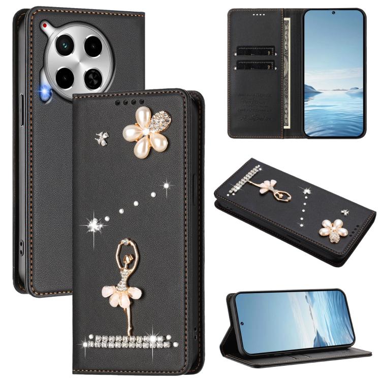Ballet Girl Diamond Studded RFID Vegan Leather Phone Case, For Tecno Spark 20 Pro 5G, For Tecno Spark 10 Pro Magic Magenta, For Tecno Pova 6 / Pova 6 Pro, For Tecno Pova 6, For Tecno Camon 30 Pro, For Tecno Camon 30 Premier                             ...