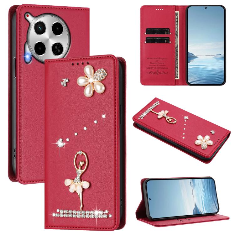 Ballet Girl Diamond Studded RFID Vegan Leather Phone Case, For Tecno Spark 20 Pro 5G, For Tecno Spark 10 Pro Magic Magenta, For Tecno Pova 6 / Pova 6 Pro, For Tecno Pova 6, For Tecno Camon 30 Pro, For Tecno Camon 30 Premier                             ...