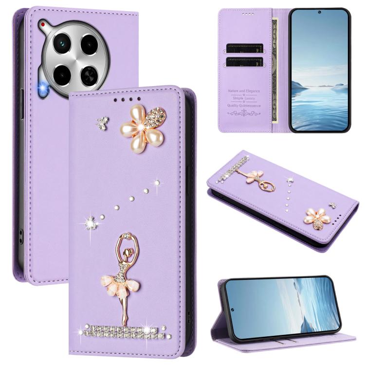 Ballet Girl Diamond Studded RFID Vegan Leather Phone Case, For Tecno Spark 20 Pro 5G, For Tecno Spark 10 Pro Magic Magenta, For Tecno Pova 6 / Pova 6 Pro, For Tecno Pova 6, For Tecno Camon 30 Pro, For Tecno Camon 30 Premier                             ...