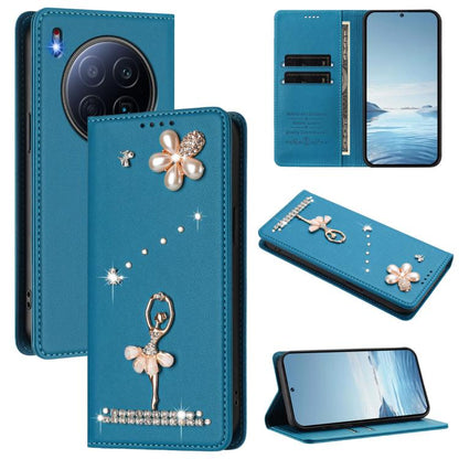 Ballet Girl Diamond Studded RFID Vegan Leather Phone Case, For Tecno Spark Go 1, For Tecno Camon 40 Pro, For Tecno Camon 40 Premier, For Tecno Camon 40, For Tecno Spark 30C 5G / Pop 9 5G, For Tecno Camon 30S / 30S Pro                                   ...