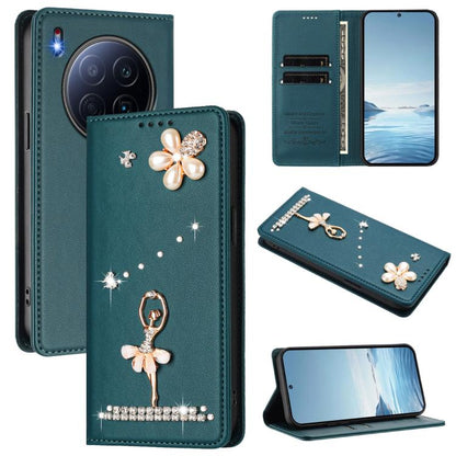 Ballet Girl Diamond Studded RFID Vegan Leather Phone Case, For Tecno Spark Go 1, For Tecno Camon 40 Pro, For Tecno Camon 40 Premier, For Tecno Camon 40, For Tecno Spark 30C 5G / Pop 9 5G, For Tecno Camon 30S / 30S Pro                                   ...