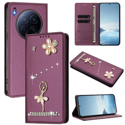 Ballet Girl Diamond Studded RFID Vegan Leather Phone Case, For Tecno Spark Go 1, For Tecno Camon 40 Pro, For Tecno Camon 40 Premier, For Tecno Camon 40, For Tecno Spark 30C 5G / Pop 9 5G, For Tecno Camon 30S / 30S Pro                                   ...