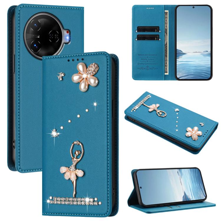 Ballet Girl Diamond Studded RFID Vegan Leather Phone Case, For Tecno Spark 20 Pro 5G, For Tecno Spark 10 Pro Magic Magenta, For Tecno Pova 6 / Pova 6 Pro, For Tecno Pova 6, For Tecno Camon 30 Pro, For Tecno Camon 30 Premier                             ...