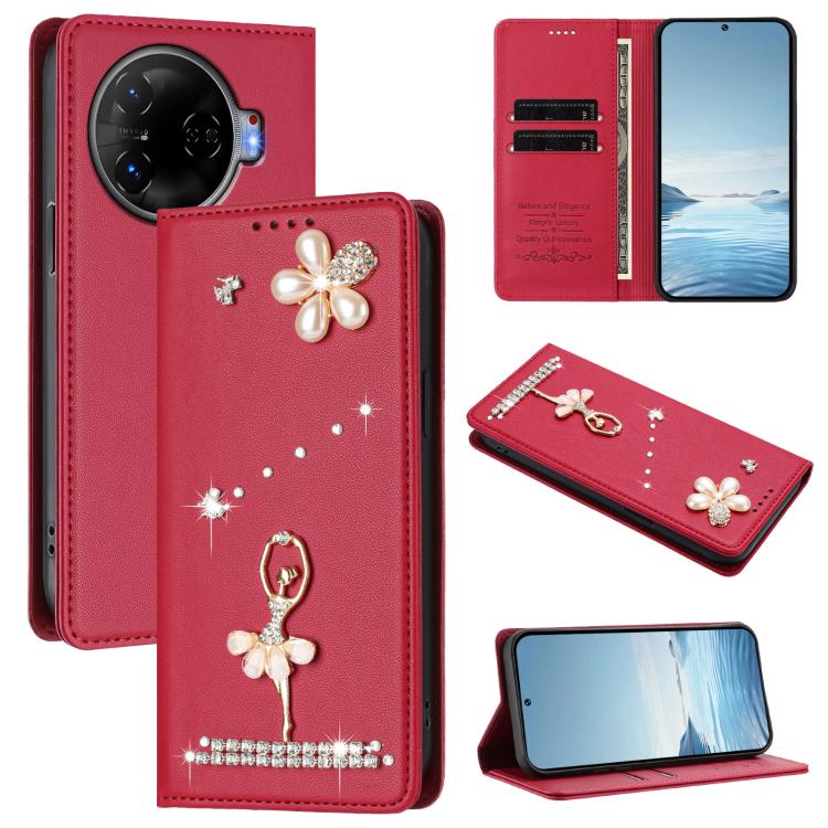 Ballet Girl Diamond Studded RFID Vegan Leather Phone Case, For Tecno Spark 20 Pro 5G, For Tecno Spark 10 Pro Magic Magenta, For Tecno Pova 6 / Pova 6 Pro, For Tecno Pova 6, For Tecno Camon 30 Pro, For Tecno Camon 30 Premier                             ...