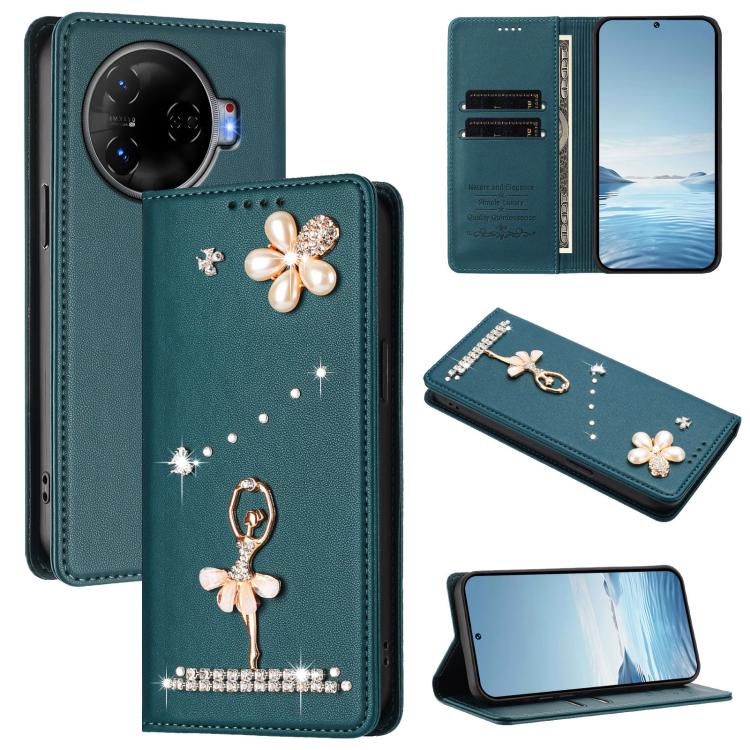 Ballet Girl Diamond Studded RFID Vegan Leather Phone Case, For Tecno Spark 20 Pro 5G, For Tecno Spark 10 Pro Magic Magenta, For Tecno Pova 6 / Pova 6 Pro, For Tecno Pova 6, For Tecno Camon 30 Pro, For Tecno Camon 30 Premier                             ...