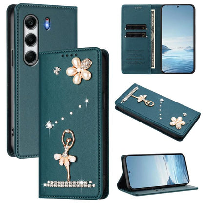 Ballet Girl Diamond Studded RFID Vegan Leather Phone Case, For Tecno Spark Go 1, For Tecno Camon 40 Pro, For Tecno Camon 40 Premier, For Tecno Camon 40, For Tecno Spark 30C 5G / Pop 9 5G, For Tecno Camon 30S / 30S Pro                                   ...