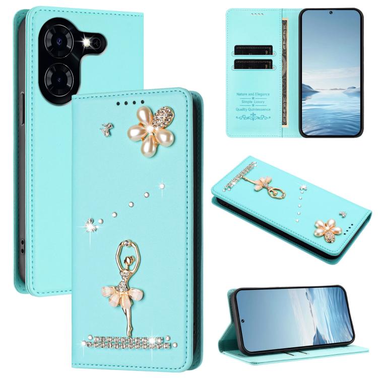 Ballet Girl Diamond Studded RFID Vegan Leather Phone Case, For Tecno Spark 20 Pro 5G, For Tecno Spark 10 Pro Magic Magenta, For Tecno Pova 6 / Pova 6 Pro, For Tecno Pova 6, For Tecno Camon 30 Pro, For Tecno Camon 30 Premier                             ...