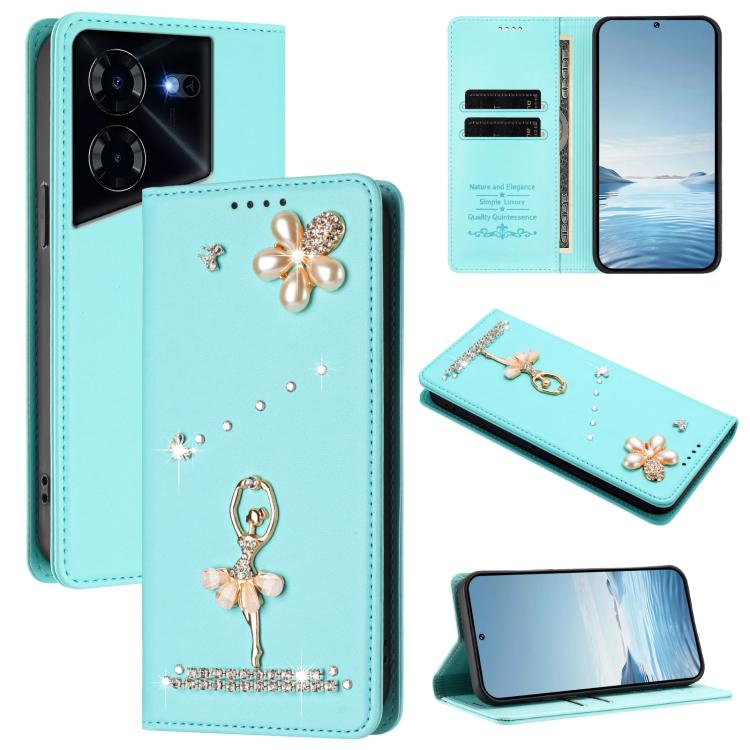 Ballet Girl Diamond Studded RFID Vegan Leather Phone Case, For Tecno Spark 20 Pro 5G, For Tecno Spark 10 Pro Magic Magenta, For Tecno Pova 6 / Pova 6 Pro, For Tecno Pova 6, For Tecno Camon 30 Pro, For Tecno Camon 30 Premier                             ...