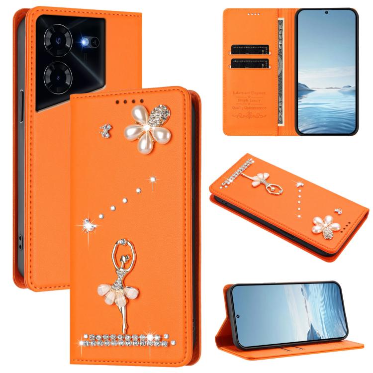 Ballet Girl Diamond Studded RFID Vegan Leather Phone Case, For Tecno Spark 20 Pro 5G, For Tecno Spark 10 Pro Magic Magenta, For Tecno Pova 6 / Pova 6 Pro, For Tecno Pova 6, For Tecno Camon 30 Pro, For Tecno Camon 30 Premier                             ...