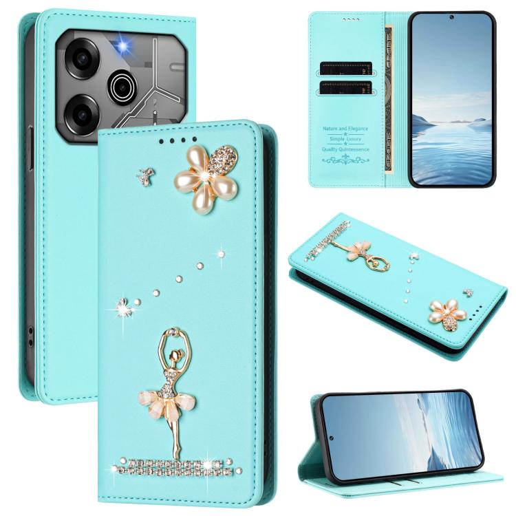 Ballet Girl Diamond Studded RFID Vegan Leather Phone Case, For Tecno Spark 20 Pro 5G, For Tecno Spark 10 Pro Magic Magenta, For Tecno Pova 6 / Pova 6 Pro, For Tecno Pova 6, For Tecno Camon 30 Pro, For Tecno Camon 30 Premier                             ...
