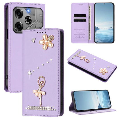 Ballet Girl Diamond Studded RFID Vegan Leather Phone Case, For Tecno Spark 20 Pro 5G, For Tecno Spark 10 Pro Magic Magenta, For Tecno Pova 6 / Pova 6 Pro, For Tecno Pova 6, For Tecno Camon 30 Pro, For Tecno Camon 30 Premier                             ...