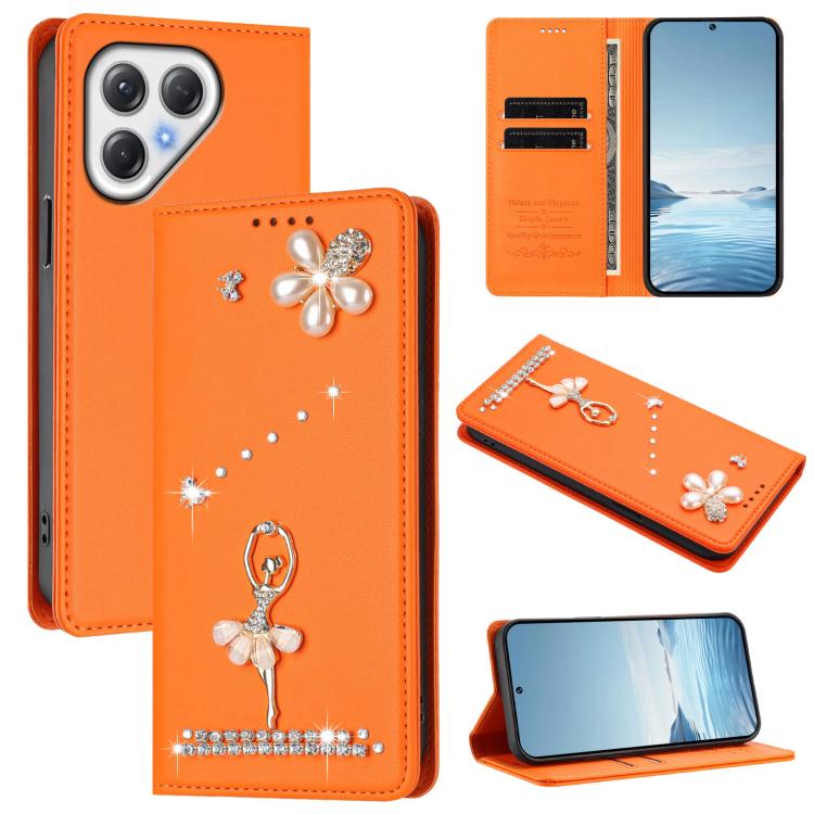 Ballet Girl Diamond Studded RFID Vegan Leather Phone Case, For Tecno Spark Go 3, For Tecno Pova Slim / Spark Slim, For Tecno Spark Go 2024 / Spark 20, For Tecno Spark 40C, For Tecno Pova 7 Pro 5G, For Tecno Pop 10, For Tecno Spark 40 Pro+ 4G           ...