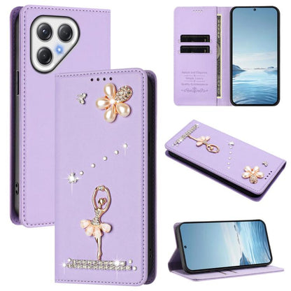 Ballet Girl Diamond Studded RFID Vegan Leather Phone Case, For Tecno Spark Go 3, For Tecno Pova Slim / Spark Slim, For Tecno Spark Go 2024 / Spark 20, For Tecno Spark 40C, For Tecno Pova 7 Pro 5G, For Tecno Pop 10, For Tecno Spark 40 Pro+ 4G           ...