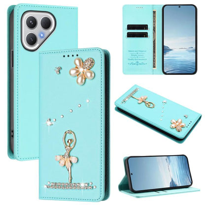 Ballet Girl Diamond Studded RFID Vegan Leather Phone Case, For Tecno Spark Go 3, For Tecno Pova Slim / Spark Slim, For Tecno Spark Go 2024 / Spark 20, For Tecno Spark 40C, For Tecno Pova 7 Pro 5G, For Tecno Pop 10, For Tecno Spark 40 Pro+ 4G           ...