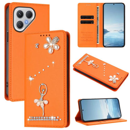 Ballet Girl Diamond Studded RFID Vegan Leather Phone Case, For Tecno Spark Go 3, For Tecno Pova Slim / Spark Slim, For Tecno Spark Go 2024 / Spark 20, For Tecno Spark 40C, For Tecno Pova 7 Pro 5G, For Tecno Pop 10, For Tecno Spark 40 Pro+ 4G           ...
