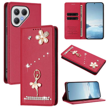 Ballet Girl Diamond Studded RFID Vegan Leather Phone Case, For Tecno Spark Go 3, For Tecno Pova Slim / Spark Slim, For Tecno Spark Go 2024 / Spark 20, For Tecno Spark 40C, For Tecno Pova 7 Pro 5G, For Tecno Pop 10, For Tecno Spark 40 Pro+ 4G           ...